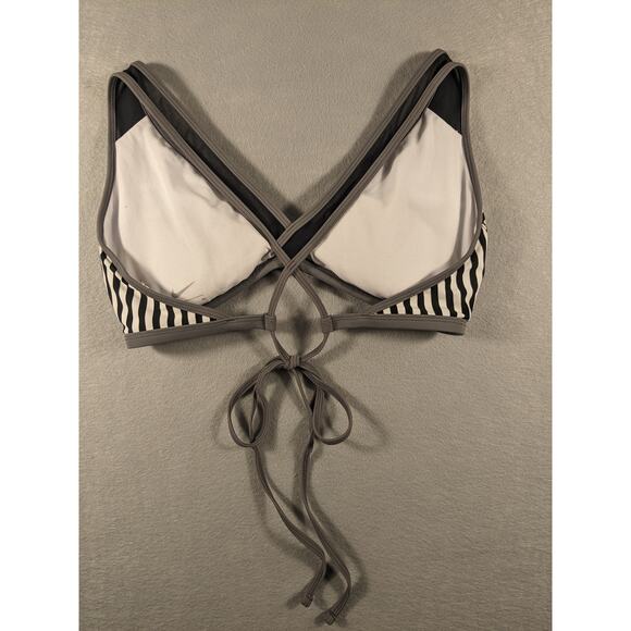 Nike Bikini Top Womens XL Black White Stripe Swim Swoosh Adjustable Tie Closure - Picture 4 of 11